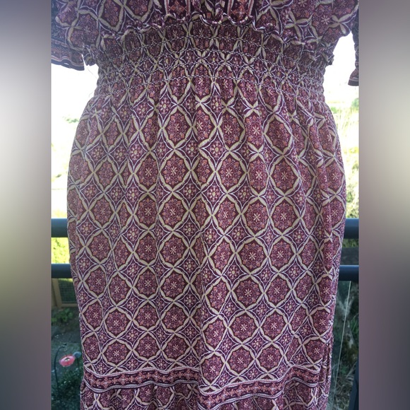 Max Studio Tiered Floral Full Length Dress In Pink Floral Print - Size Small - Picture 13 of 16